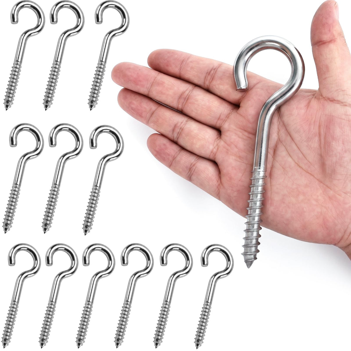 50 Pack 1 Inch Eye Bolts M2 Screw in Hooks,304 Stainless Steel Screw-in Hooks，Metal Ceiling Hooks，for Hanging Plants, Yoga, Lighting fixtures, Indoor and Outdoor use (50, M2-1inch)