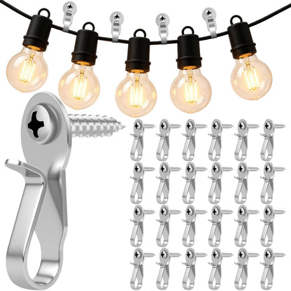 HiGift 36 Pack Light Hanger Hooks, Black Stainless Steel Screw in Hook for Hanging Outdoor Lights, Rope Light Clips for Christmas and Holiday Decor, Wire and Fairy Led Lights
