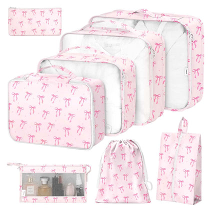 8 Set Packing Cubes for Suitcases,Packing Cube with Shoe, Cosmetics, Clothing, and Accessories Bags Packing Cubes for Travel Luggage Organizer Women Men(Khaki Checkered)