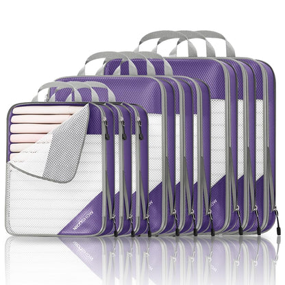 NICOSHOW 6 Set Compression Packing Cubes for Travel - Compressible, Lightweight, and Space-Saving Packing Cubes, Travel Essentials for Women, Grey