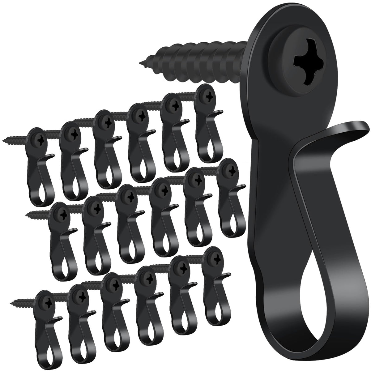 HiGift 36 Pack Light Hanger Hooks, Black Stainless Steel Screw in Hook for Hanging Outdoor Lights, Rope Light Clips for Christmas and Holiday Decor, Wire and Fairy Led Lights