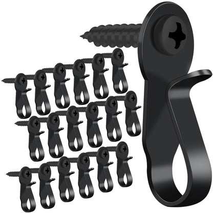 HiGift 36 Pack Light Hanger Hooks, Black Stainless Steel Screw in Hook for Hanging Outdoor Lights, Rope Light Clips for Christmas and Holiday Decor, Wire and Fairy Led Lights