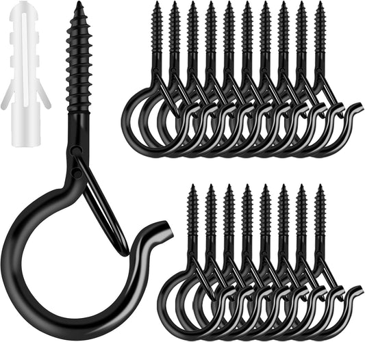 25 PCS Screw Hooks for Outdoor String Lights, Q Hangers String Light Hooks