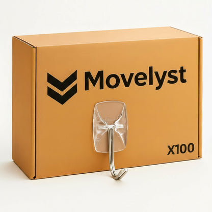 MOVELYST White Wall Hooks for Hanging, 32 Hooks+40 Strips, Value Pack (S)