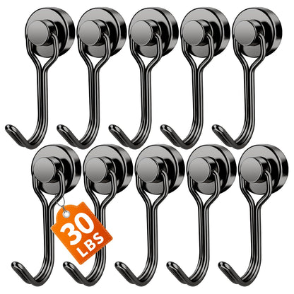 FINDMAG Magnetic Hooks for Cruise Cabins, 6 Pack, 30 LB+, Black