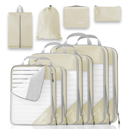 NICOSHOW 6 Set Compression Packing Cubes for Travel - Compressible, Lightweight, and Space-Saving Packing Cubes, Travel Essentials for Women, Grey
