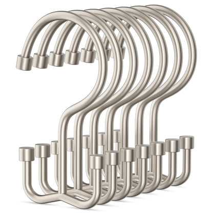 Goowin Shower Curtain Hooks, 12 Pcs Shower Curtain Rings, Durable Rust Proof Black Shower Curtain Hooks, Shower Rings for Curtain, Double Glide Shower Hooks for Shower Curtain Rods, Black