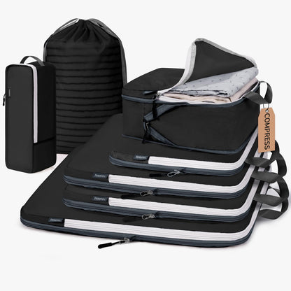 CherryNow 7 Set Compression Travel Packing Cubes, Travel Essentials, Pink