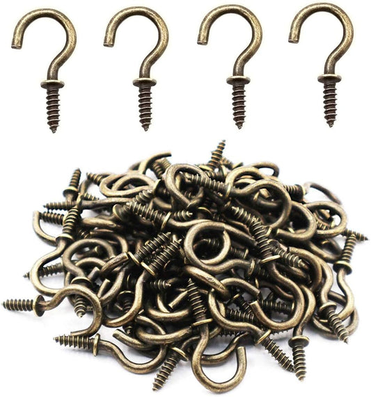 Small Bronze Ceiling Hooks - 5/8'' Screw-in Lights & Jewelry Hooks (40 Pack)