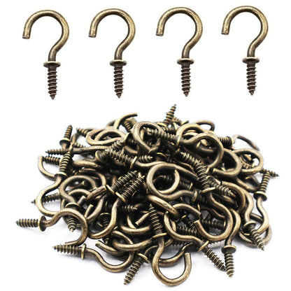Small Bronze Ceiling Hooks - 5/8'' Screw-in Lights & Jewelry Hooks (40 Pack)