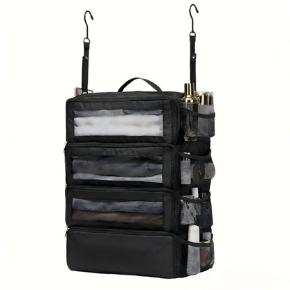 Hanging Suitcase Organizer Travel Black 4 Layer Clothes Shelves