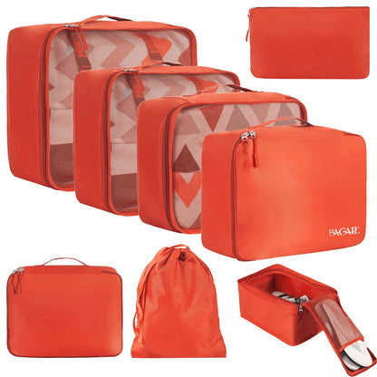 BAGAIL 8 Set Packing Cubes Luggage Packing Organizers for Travel Accessories-Jet Black