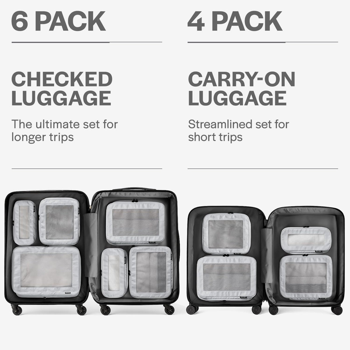 Aerotrunk Compression Packing Cubes for Travel, 6-Pack, Light Grey