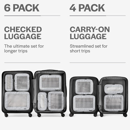 Aerotrunk Compression Packing Cubes for Travel, 6-Pack, Light Grey