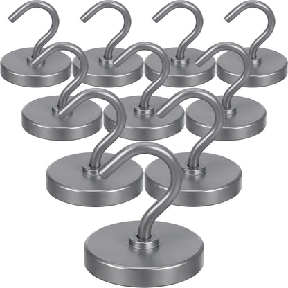 Neosmuk Magnetic Hooks, 30lb Heavy Duty, Silver, 10 Pack