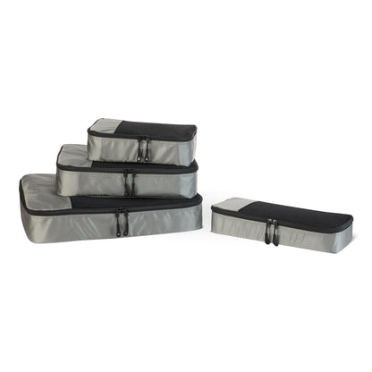 Amazon Essentials 4-Piece Packing Cubes Travel Accessories Set, Space-Saving Luggage Organizer with Double Zipper, Mesh Top Panel, Medium, Gray (Previously Amazon Basics)