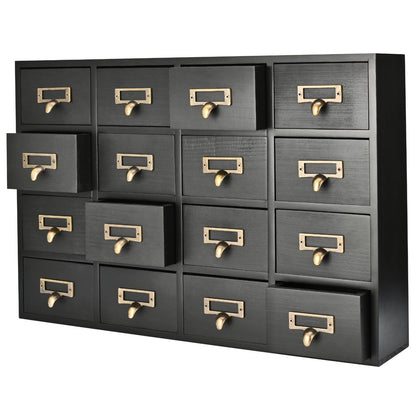Flexzion Wooden Apothecary Drawers, 4-Drawer Desktop Organizer Cabinet