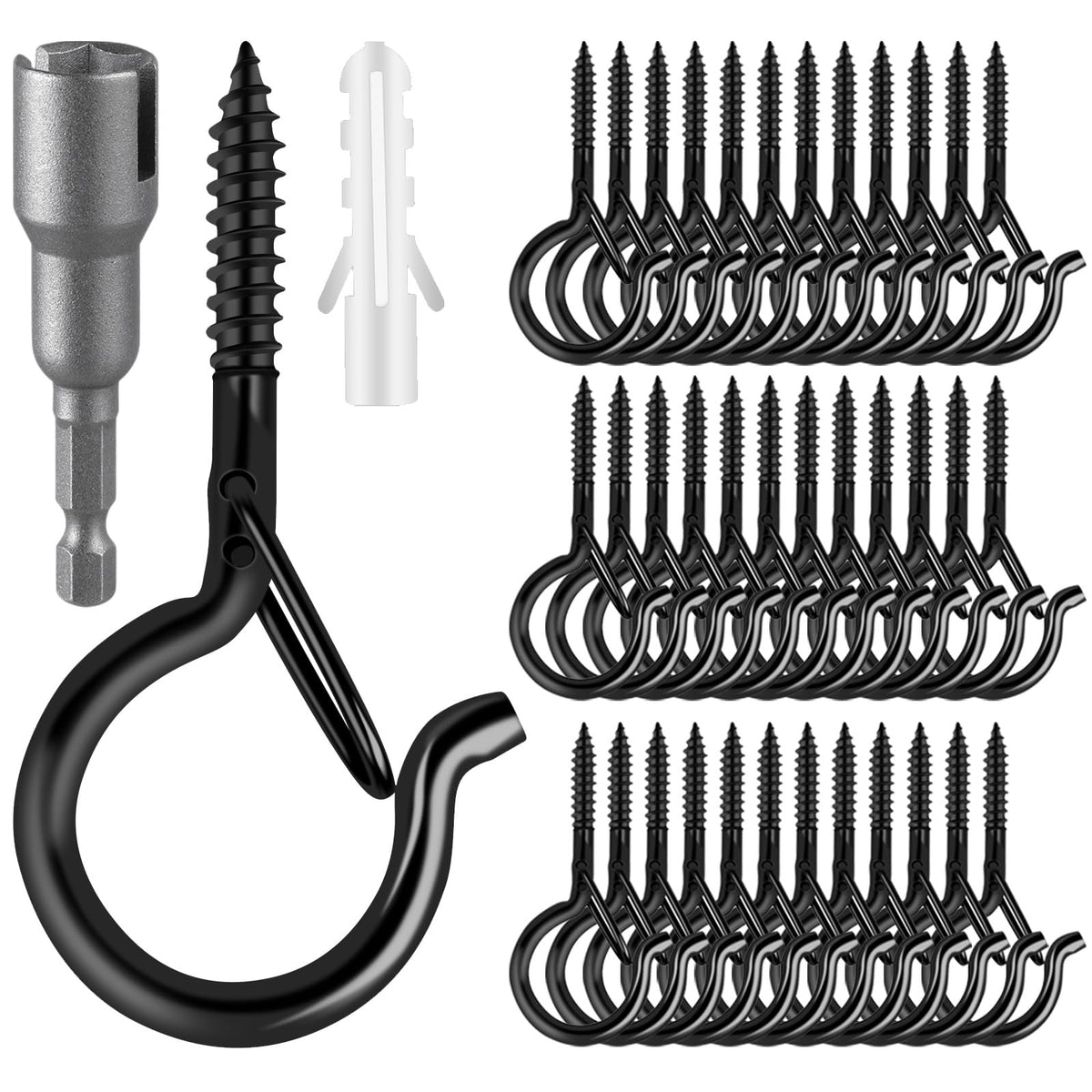 25 PCS Screw Hooks for Outdoor String Lights, Q Hangers String Light Hooks