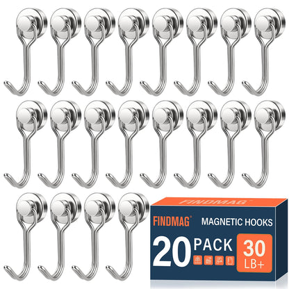 FINDMAG Magnetic Hooks for Cruise Cabins, 6 Pack, 30 LB+, Black