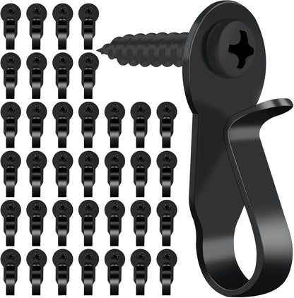 HiGift 36 Pack Light Hanger Hooks, Black Stainless Steel Screw in Hook for Hanging Outdoor Lights, Rope Light Clips for Christmas and Holiday Decor, Wire and Fairy Led Lights