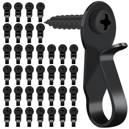HiGift 36 Pack Light Hanger Hooks, Black Stainless Steel Screw in Hook for Hanging Outdoor Lights, Rope Light Clips for Christmas and Holiday Decor, Wire and Fairy Led Lights