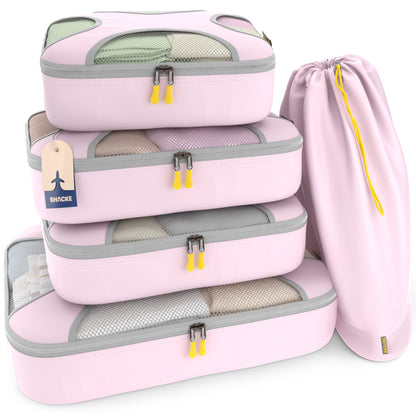 Shacke 5 Set Packing Cubes for Travel with Laundry Bag (Pure Black)