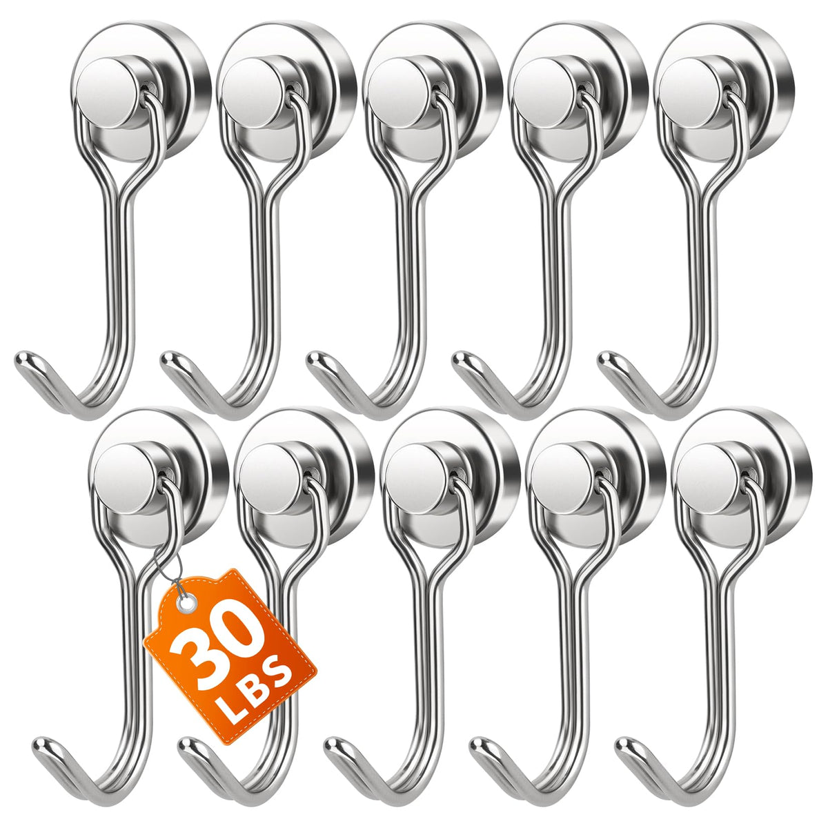 FINDMAG Magnetic Hooks for Cruise Cabins, 6 Pack, 30 LB+, Black