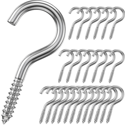 50 Pack 1 Inch Eye Bolts M2 Screw in Hooks,304 Stainless Steel Screw-in Hooks，Metal Ceiling Hooks，for Hanging Plants, Yoga, Lighting fixtures, Indoor and Outdoor use (50, M2-1inch)