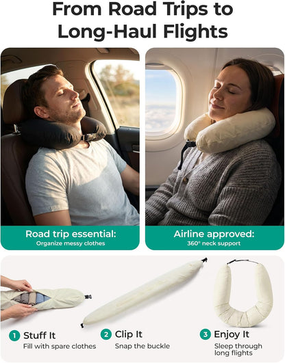 BAGSMART 6 Set Packing Cubes for Travel with Fillable Neck Pillow, Shoe Bag