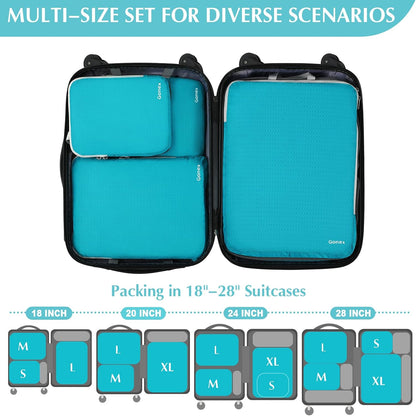 Gonex Compression Packing Cubes, 4-Piece Expandable Travel Organizers