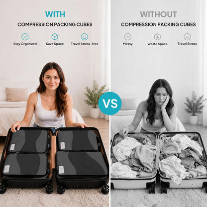 TOPEAST Compression Packing Cubes 4 Set Suitcase Organizer Bags for Travel