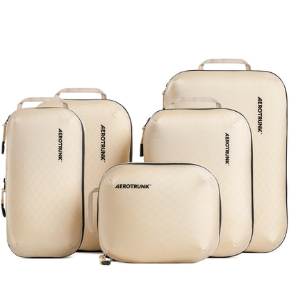 Aerotrunk Ultralight Compression Packing Cubes for Travel, 6-Pack, Beige