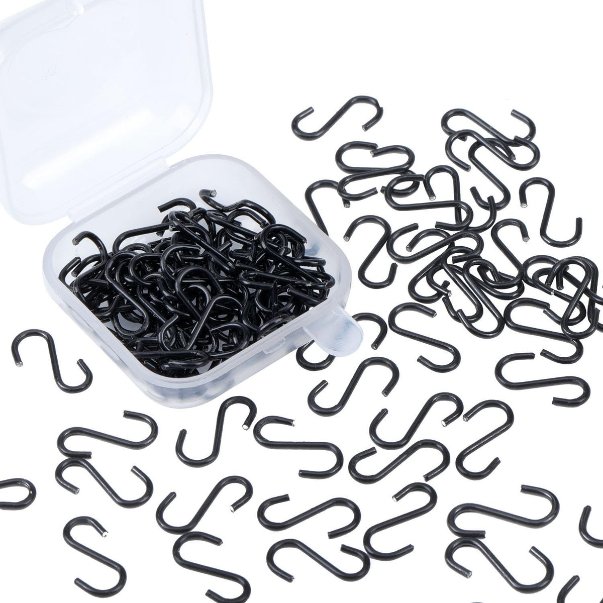 Senkary 100 Pieces 1 Inch Mini S Hooks Small S Hooks Stainless Steel S Shaped Hooks for Ornaments, Jewelry and Hanging (Black)
