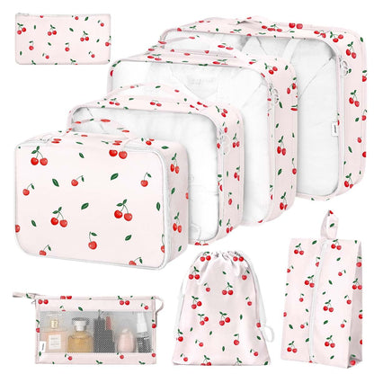 8 Set Packing Cubes for Suitcases,Packing Cube with Shoe, Cosmetics, Clothing, and Accessories Bags Packing Cubes for Travel Luggage Organizer Women Men(Khaki Checkered)