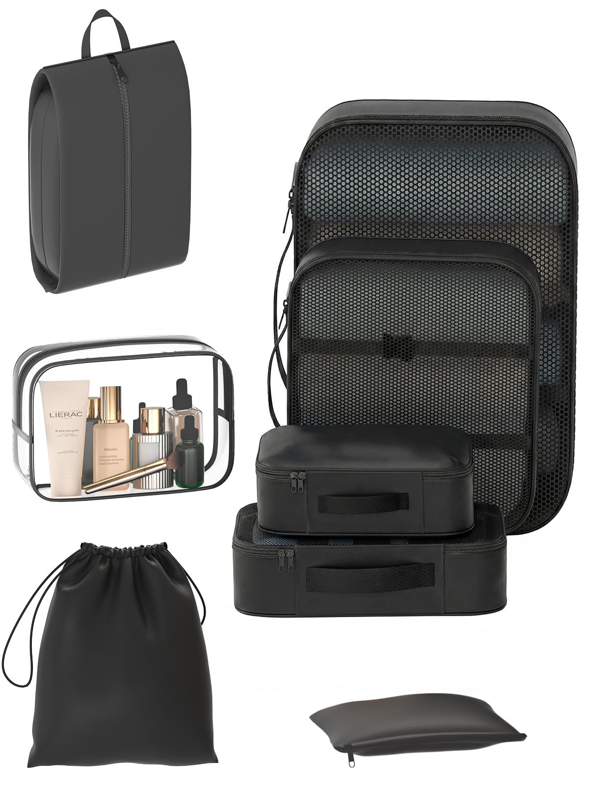 8 Set Packing Cubes for Travel with Clear Toiletry Bag, Durable Luggage Packing Organizers, Carry-On Accessories, TSA Approved See-Through Cubes, Space-Saving Storage Bags, Gifts for Women