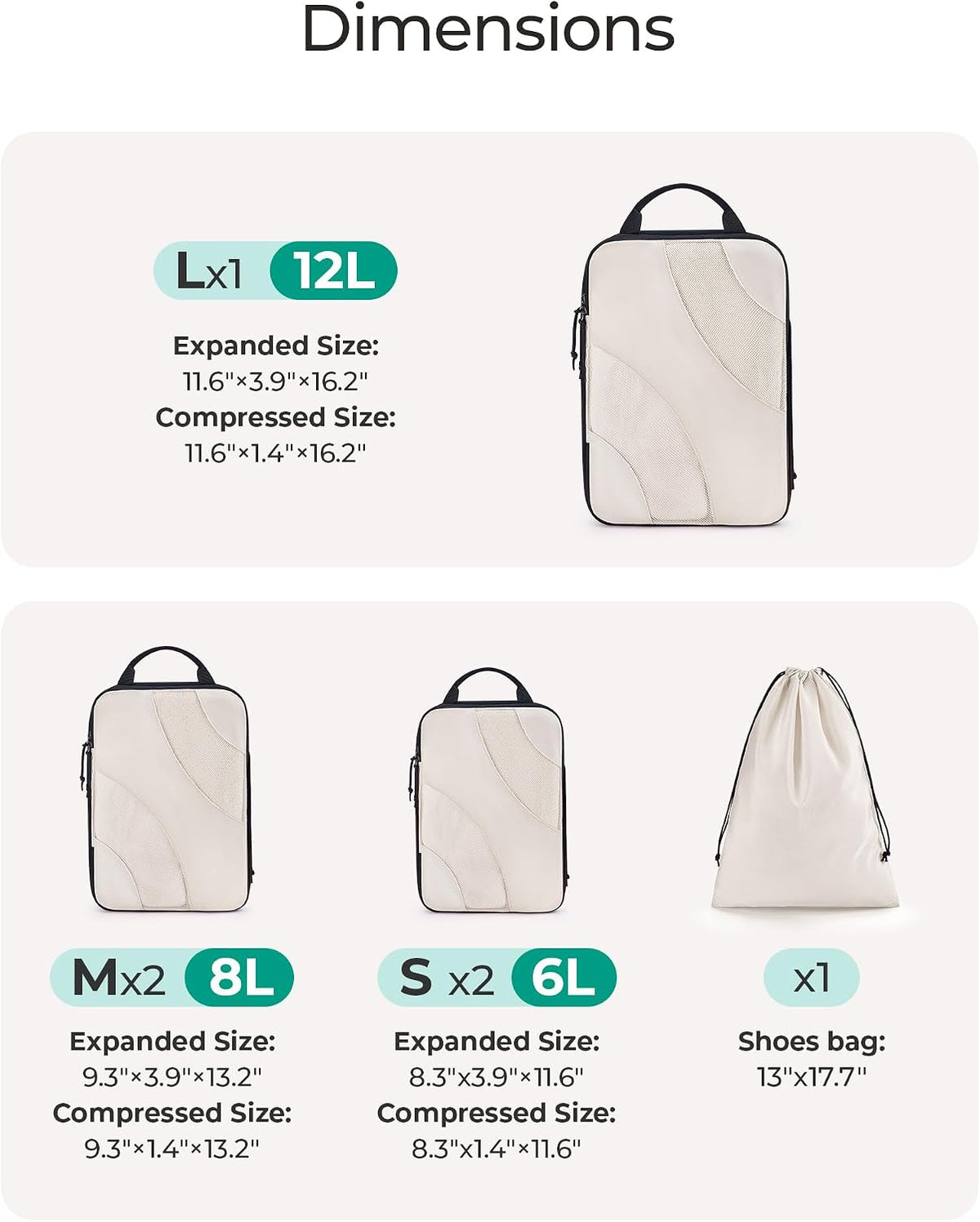 BAGSMART Compression Packing Cubes for Travel