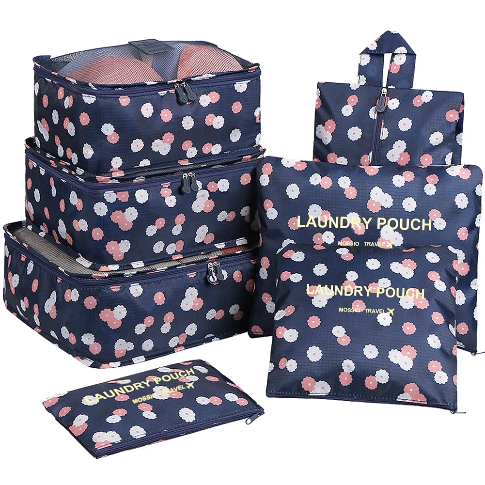 Mossio 7 Set Packing Cubes with Shoe Bag - Travel Carry On Luggage Organizer