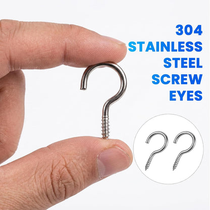 50 Pack 1 Inch Eye Bolts M2 Screw in Hooks,304 Stainless Steel Screw-in Hooks，Metal Ceiling Hooks，for Hanging Plants, Yoga, Lighting fixtures, Indoor and Outdoor use (50, M2-1inch)