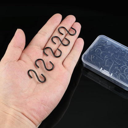 Senkary 100 Pieces 1 Inch Mini S Hooks Small S Hooks Stainless Steel S Shaped Hooks for Ornaments, Jewelry and Hanging (Black)