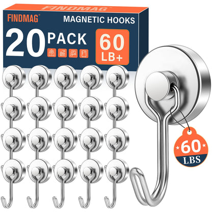 FINDMAG Magnetic Hooks for Cruise Cabins, 6 Pack, 30 LB+, Black