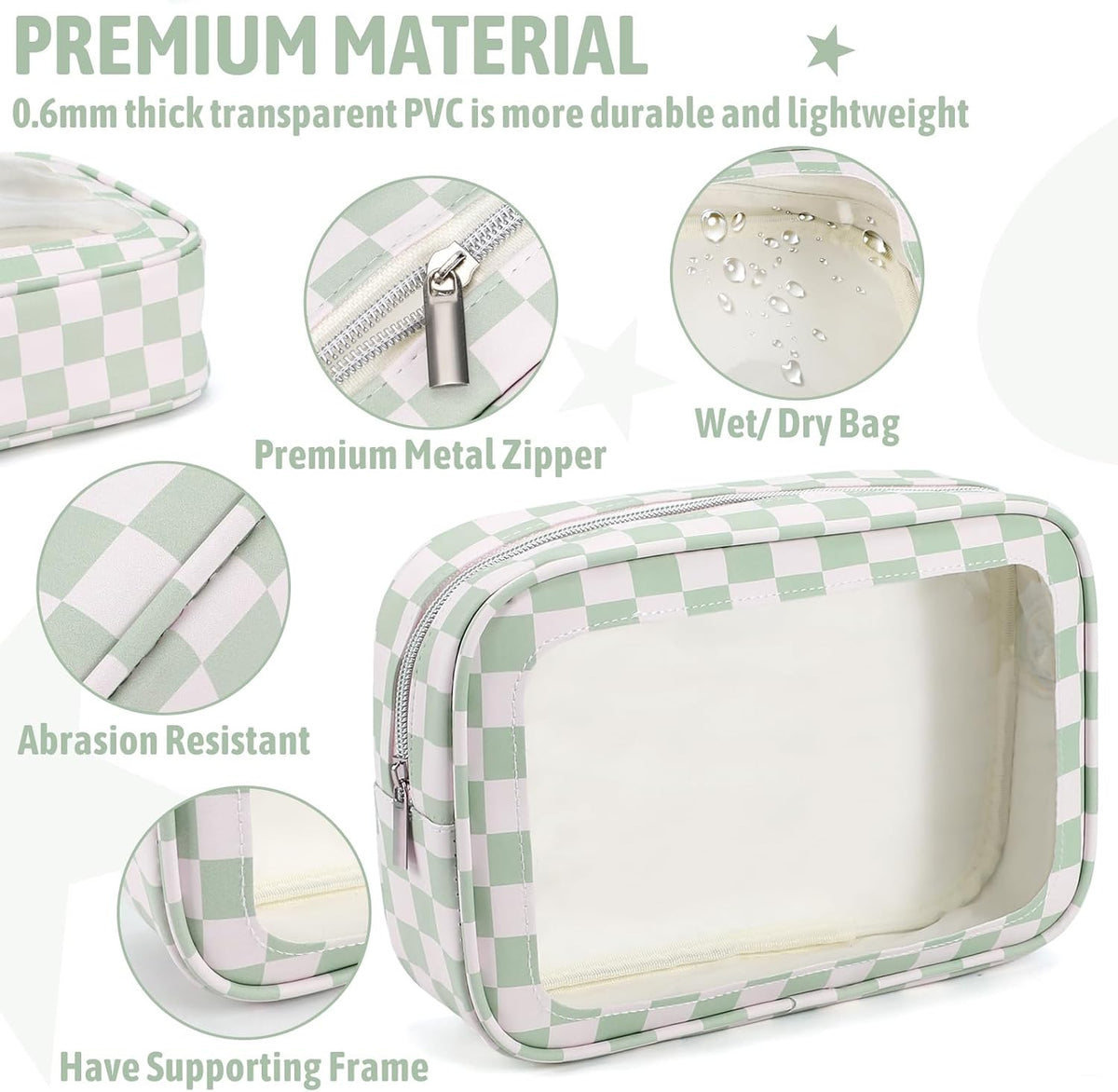 5PCS Diaper Bag Organizer Pouch Set,TSA Approved Toiletry Bag, Waterproof TPU Makeup Bag Set, Travel Organizer Bags for Women and Kids，Mothers Day Gifts