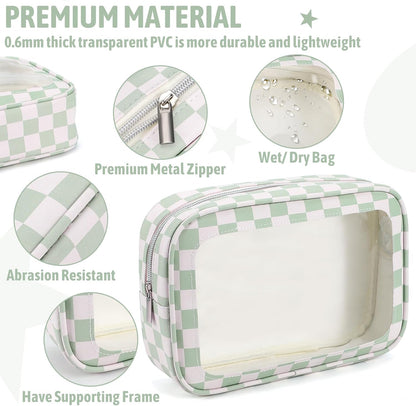 5PCS Diaper Bag Organizer Pouch Set,TSA Approved Toiletry Bag, Waterproof TPU Makeup Bag Set, Travel Organizer Bags for Women and Kids，Mothers Day Gifts