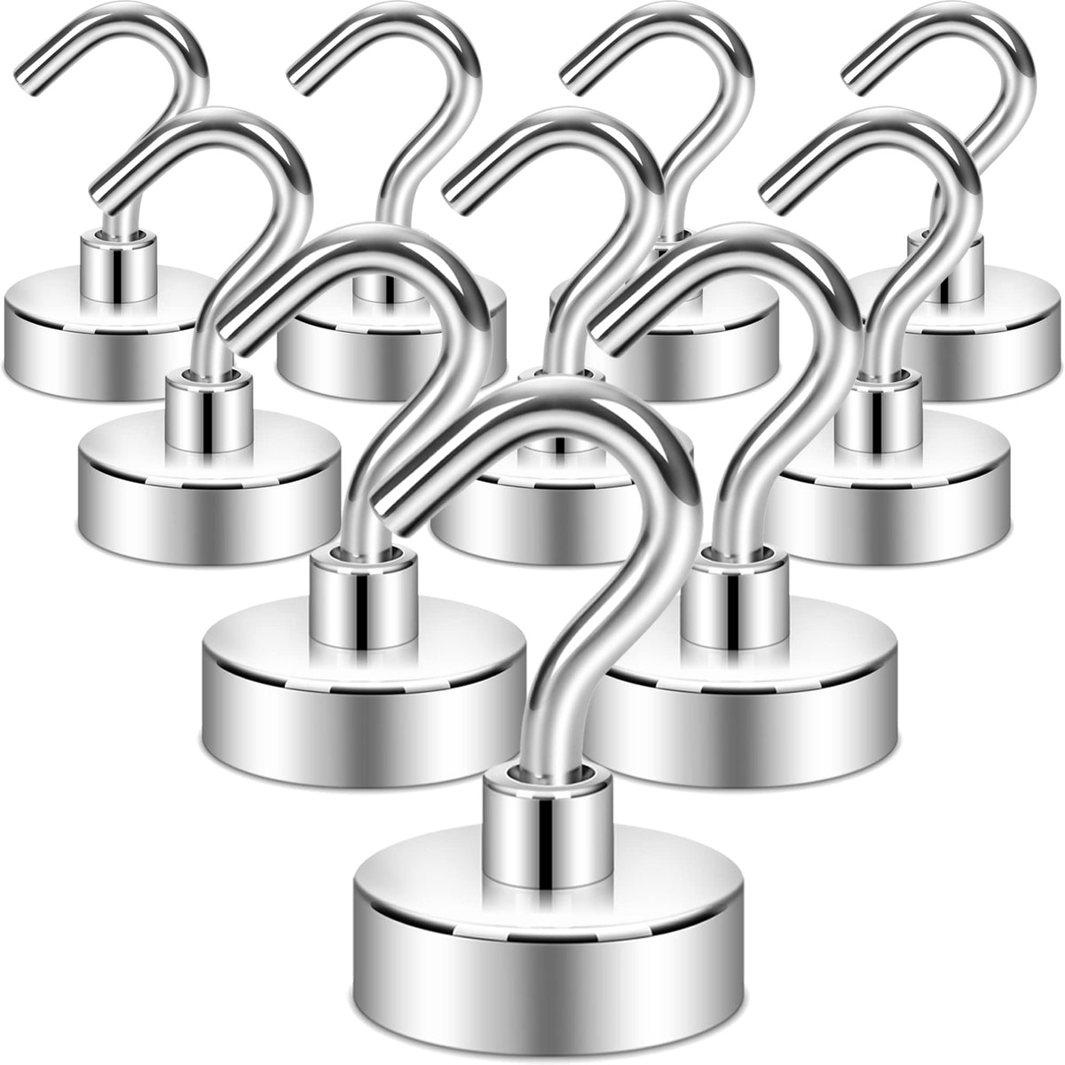 Neosmuk Magnetic Hooks, 30lb Heavy Duty, Silver, 10 Pack
