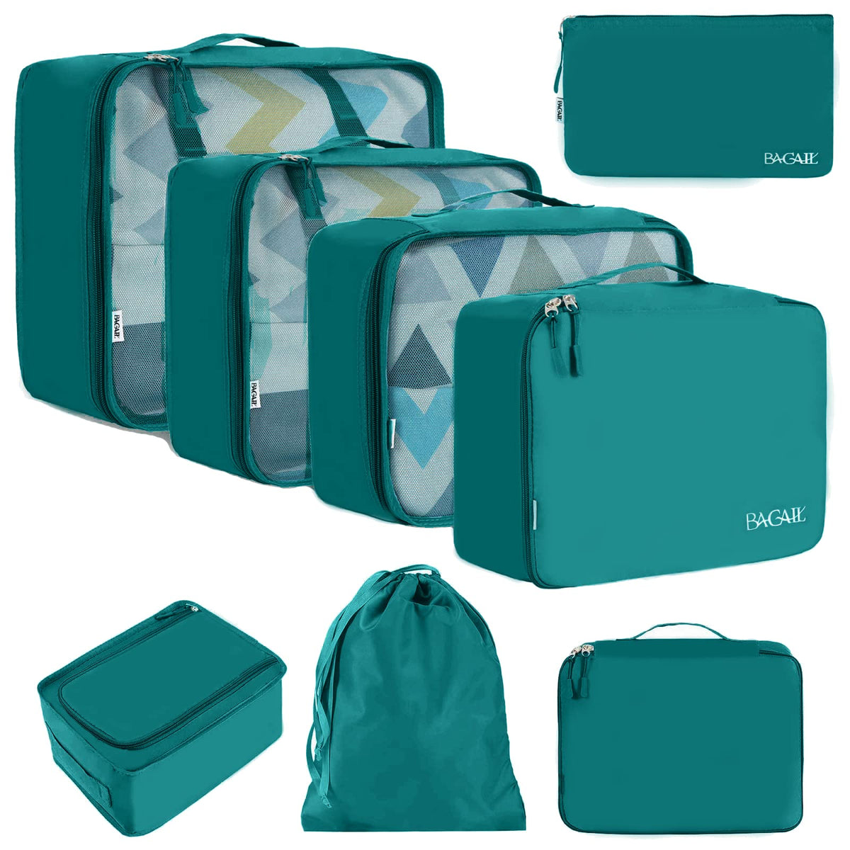 BAGAIL 8 Set Packing Cubes Luggage Packing Organizers for Travel Accessories-Jet Black