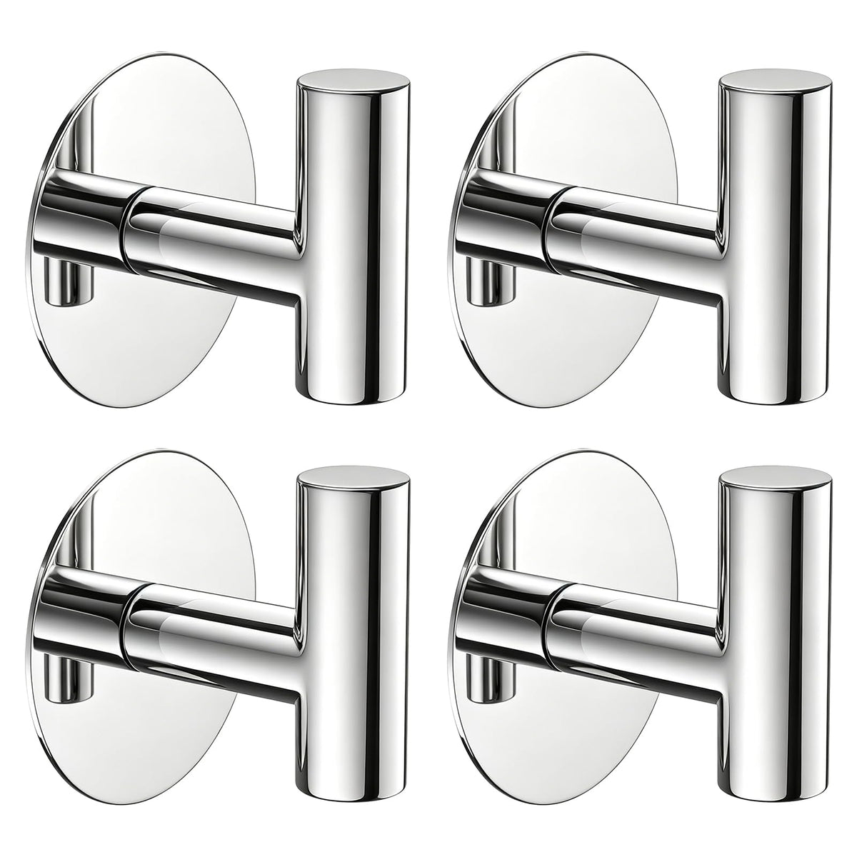 Self-Adhesive Coat Hooks, Stainless Steel Heavy Duty Wall Hooks, Towel Hooks for Hanging Robes, Aprons, Coats and Hats in Bathrooms,Kitchens and Hotels(2 Pack, Black)