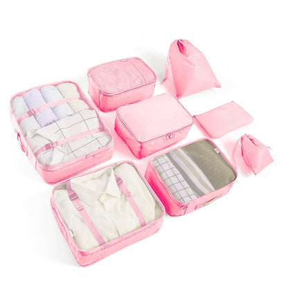 LANSKLBD 6/8 Set Packing Cubes for Suitcases Travel Luggage Packing Organizers,Travel Accessories Essentials Luggage Organizer with Shoe/Tioletry/Laundry Bag (Beige, 8 set)