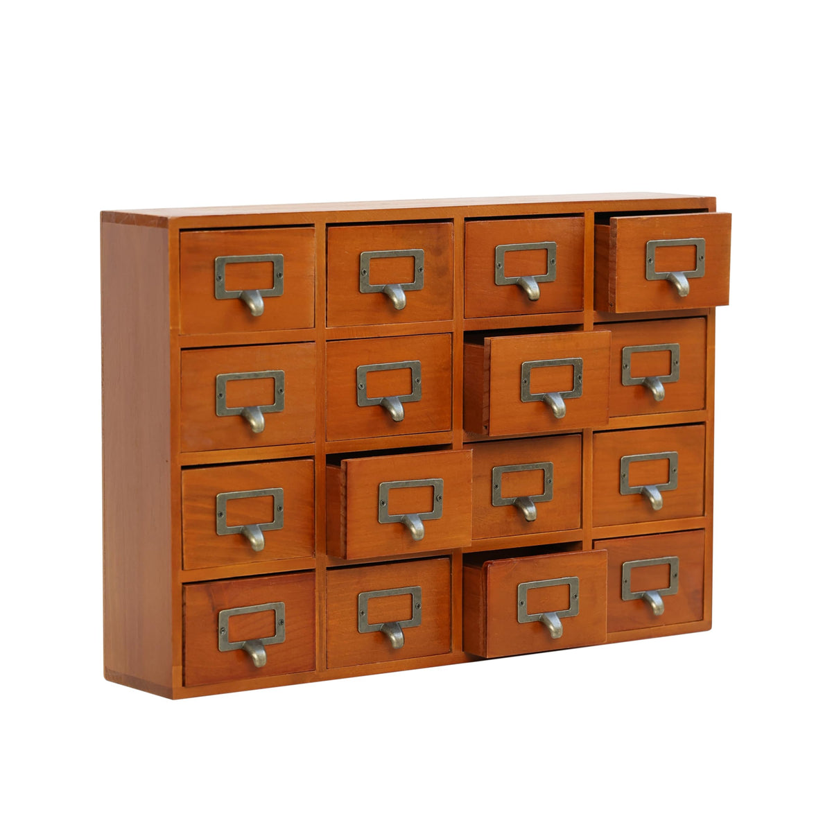 Modular Stackable Apothecary Cabinet 4 Drawer Desk Organizer - Retro Library Card Catalog Wood Storage Box - Organize Stationery, Thread Embroidery, Sewing, Crafts, Junk Drawer & Supplies Countertop