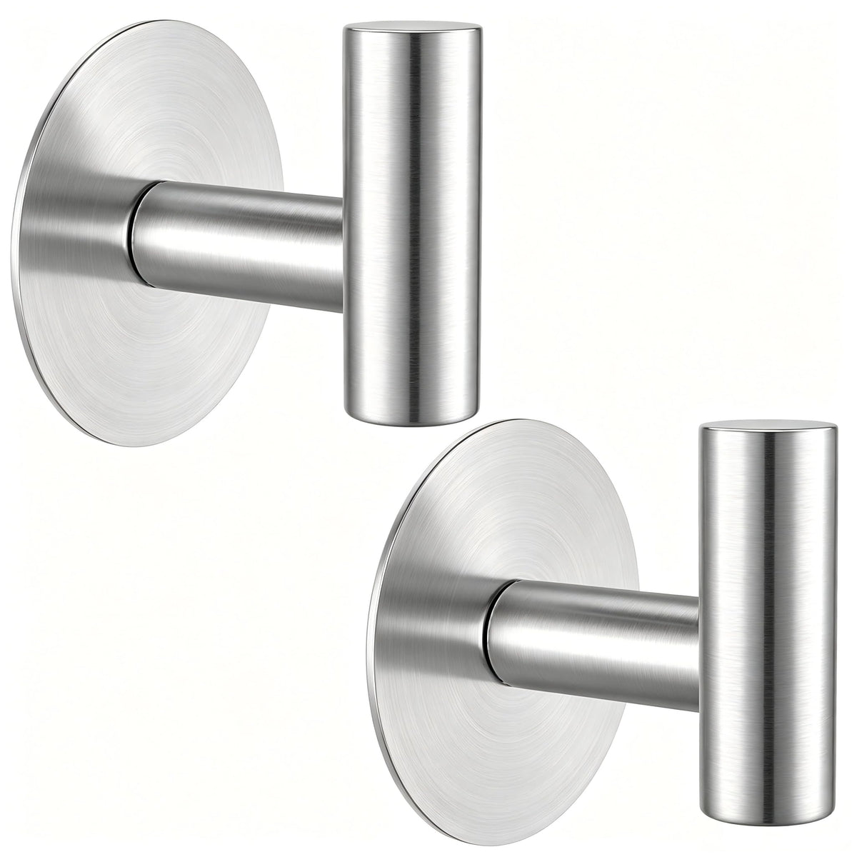 Self-Adhesive Coat Hooks, Stainless Steel Heavy Duty Wall Hooks, Towel Hooks for Hanging Robes, Aprons, Coats and Hats in Bathrooms,Kitchens and Hotels(2 Pack, Black)