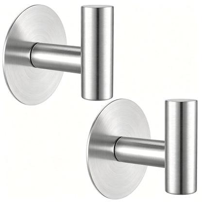 Self-Adhesive Coat Hooks, Stainless Steel Heavy Duty Wall Hooks, Towel Hooks for Hanging Robes, Aprons, Coats and Hats in Bathrooms,Kitchens and Hotels(2 Pack, Black)