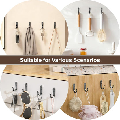 BREYDROK 20Pack Towel Hooks for Bathroom, Heavy Duty Black Metal Wall Hooks
